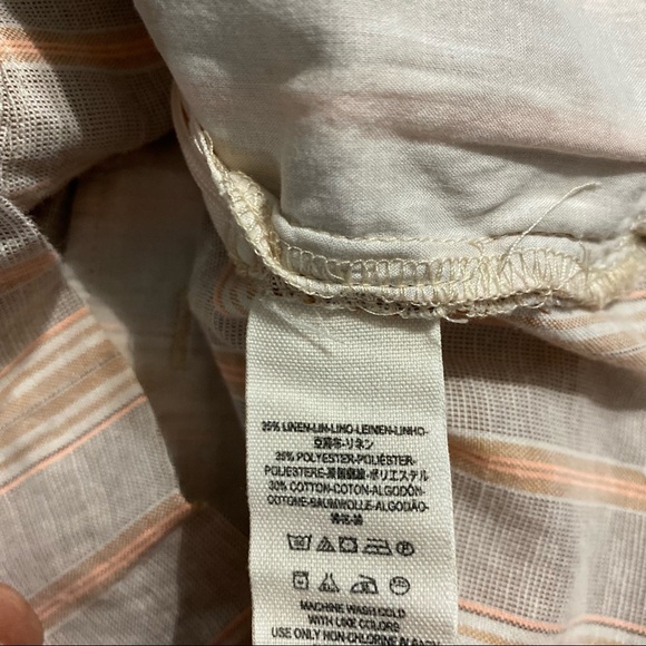 Free People Orange Striped Linen Blend Austin Shorts Pockets - Picture 7 of 7